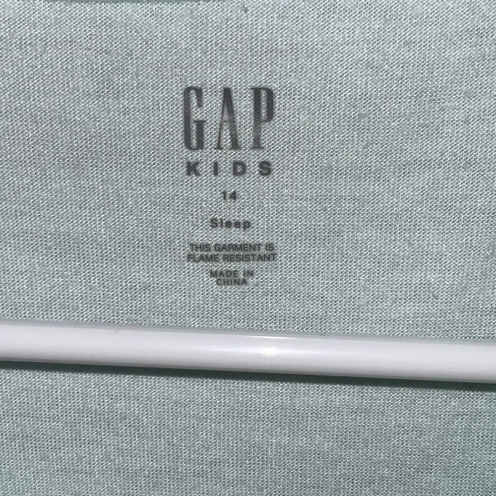Gap Kids Girls 14 Nightgown GOOD NIGHT Blue Flutter Sleeve Long Night Gown PJs